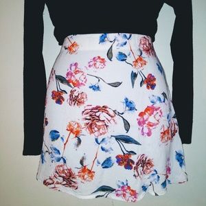 White Floral Mini Skirt